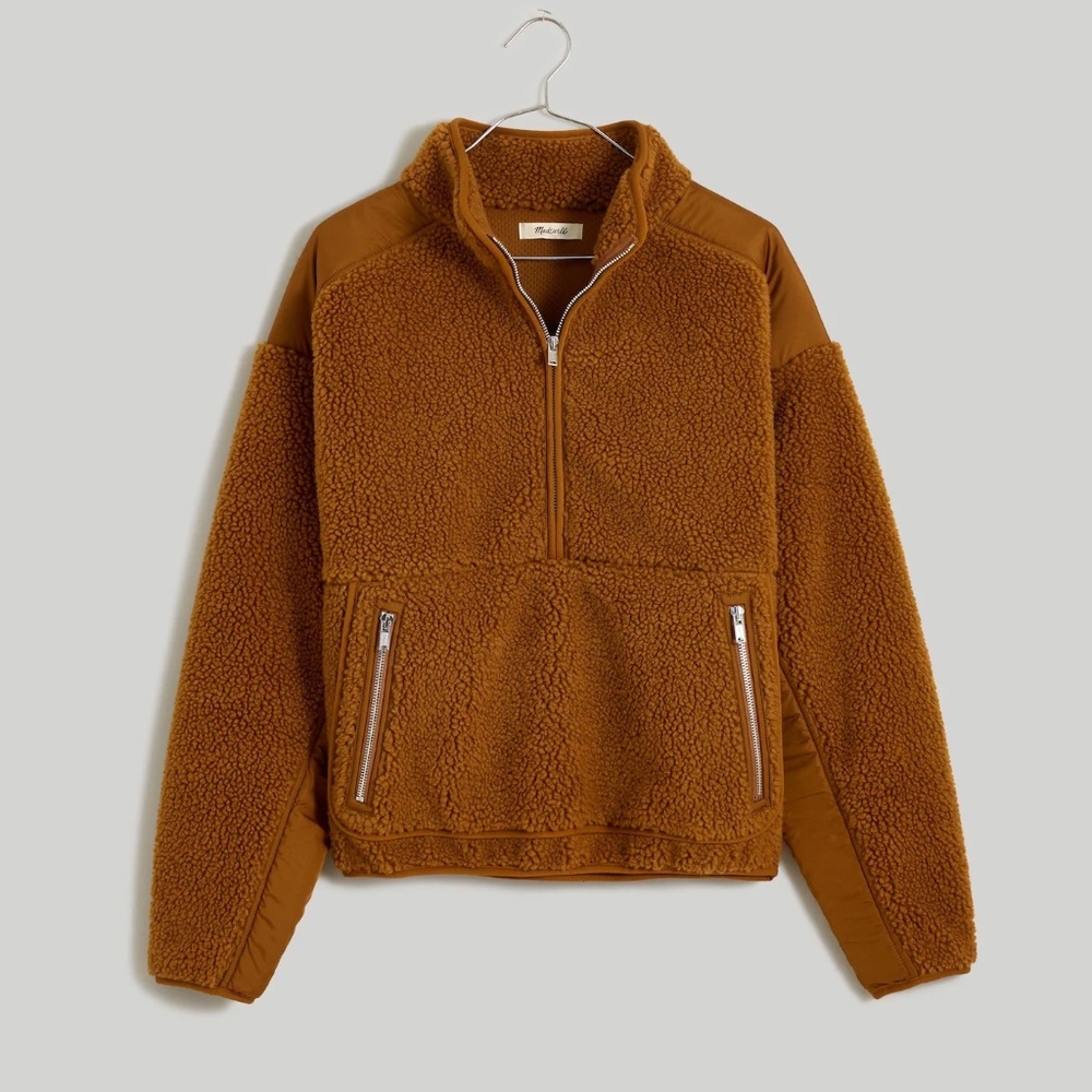 Madewell Faux Shearling Half-Zip Pullover | M